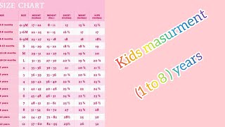 perfect measurement for (1to8) years girls shoulder,armhole,chest,waist,hip....