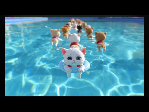 Brave Little Kitten Wins the Swimming Race 🐱🏆 | Fun Pool Story for Kids