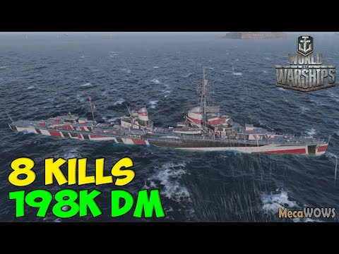 World of WarShips | Leberecht Maass | 8 KILLS | 198K Damage - Replay Gameplay 4K 60 fps