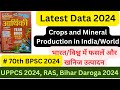 Latest Data 2024 Agriculture Production L Mineral Production L India World PCSMarathon