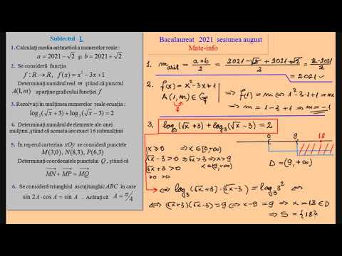 Bacalaureat 2021 Mate-Info (Sesiunea august)