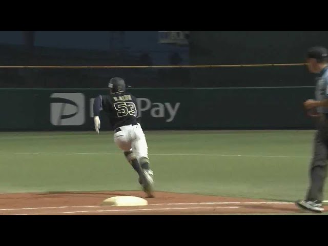 【ファーム】バファローズ・宜保翔 快足を飛ばして左中間への3ベースヒット!!  2023年6月23日 福岡ソフトバンクホークス 対 オリックス・バファローズ