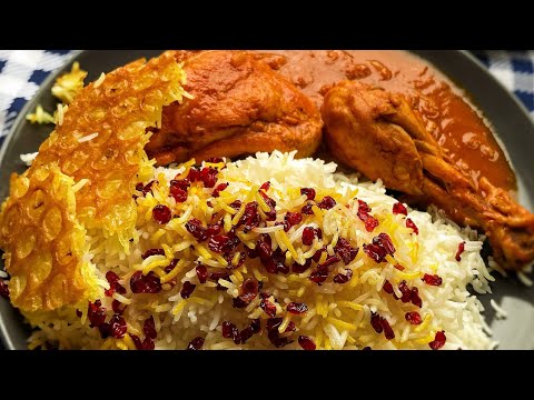 Persian Barberry Rice with Saffron Chicken - A Delicious Step-by-Step Recipe from Tehran! زرشک پلو