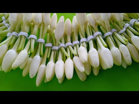 Easy trick in mullai poo garland/flower garland step to step easy method