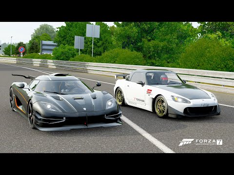 Forza 7 Drag race: Koenigsegg One:1 vs Honda S2000 (Tuned)