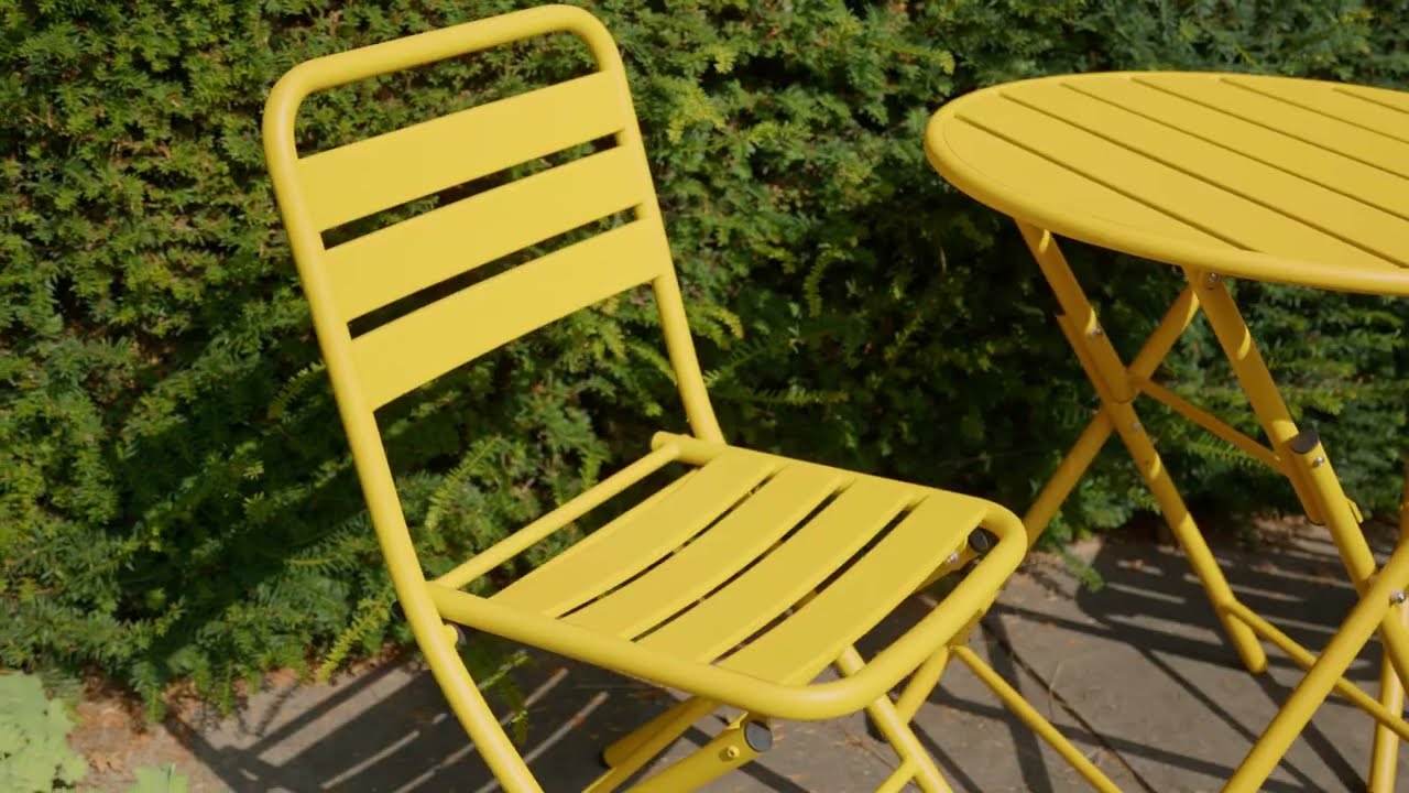 MaximaVida inklapbare metalen ronde tuintafel Max 70 cm okergeel