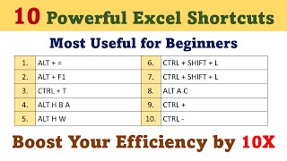 10 Powerful Excel Shortcuts | Boost Efficiency by 10X | Learn Microsoft Excel Shortcuts
