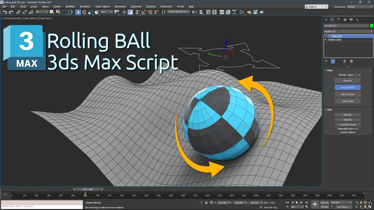 ¿Cómo animar una bola sobre una superficie? | Rolling Ball 3ds Max Script 