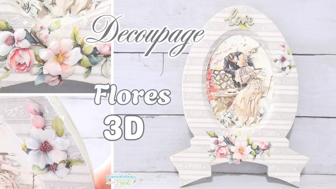 Mira lo que Hice con este MARCO de Madera 😱😮Decoupage/ Flores 3D/ Fácil y Elegante 🌸