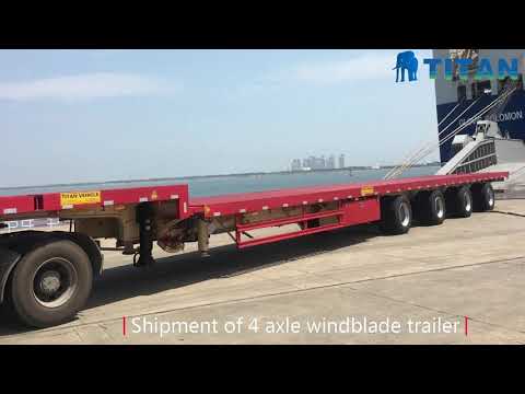 Wind Turbine Blade Transport -- 4 Axle 56m Extendbale Windmill Blade Trailer