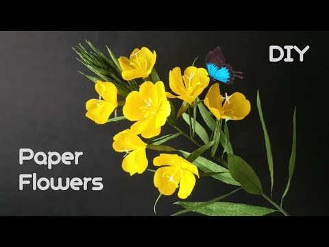 How To Make Evening Primrose crepe paper Flowers/ Paper flower craft/Paper Flower Decorating Ideas