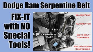 Easy Fix for Serpentine Belt Tensioner with NO Special Tools!  Dodge Ram Pickup