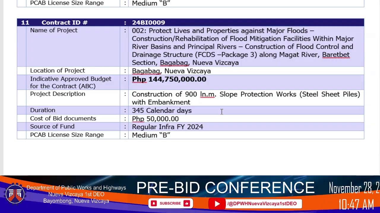 Opening of Bids and Pre-Bid Conference for Goods and Services (November 28, 2023)