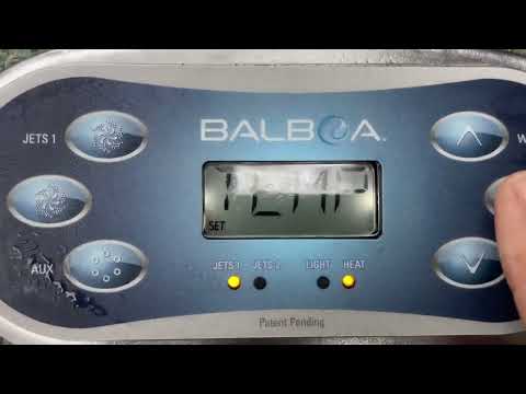 Spa set up. How to modes temperature range clock filtration times Balboa TP600 touch pad top side