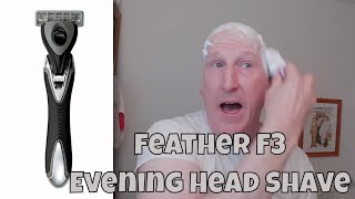 Transform Your Evening Head Shave with the Feather F3 Cartridge Razor