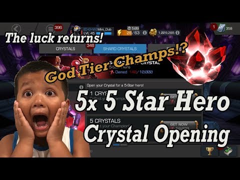5x 5 Star Hero Crystal Opening (Dad's luck returns!) - Marvel Contest of Champions