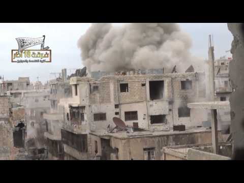 استهداف مقرات النظام في السوق القديم في درعا المحطة  بواسطة مدفع محلي الصنع من قبل كتيبة الهندسة والصواريخ