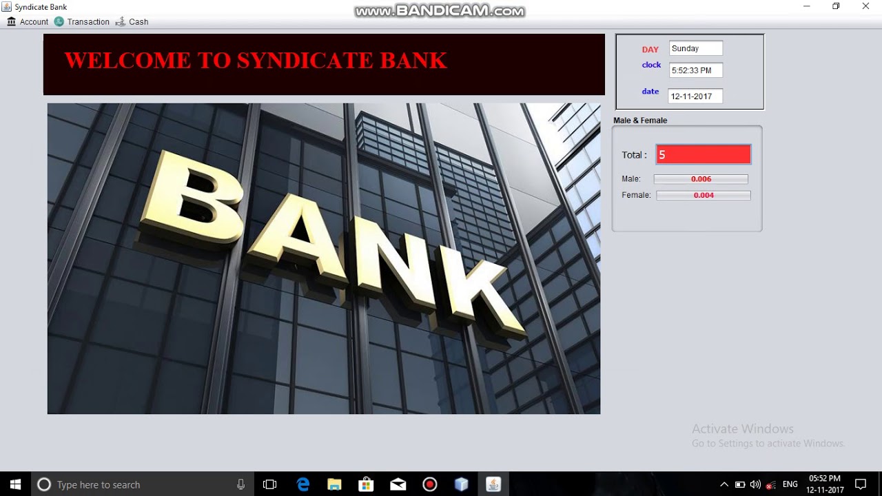 Banking Management System using java swings