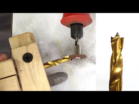 Grinding a brad point onto a metal drill bit