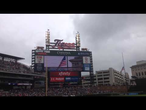 Christina Chriss singing the National Anthem at Detroit Tigers game