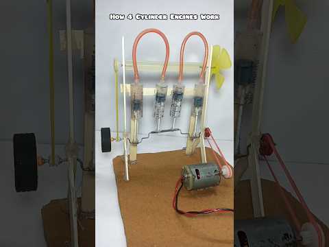 How does a four cylinder engine work?| #engine #project #tech #youtubeshort
