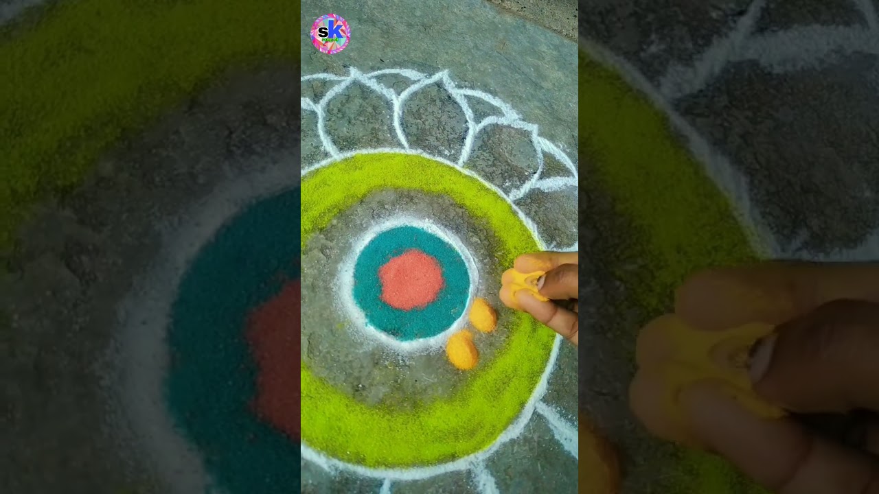 #fullvideo#flower #rangoli #cute #colourful #easyrangoli #beautifulrangoli #trending #colourful #💜✨