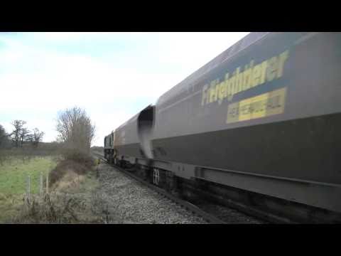 66554 on the 6M55 Avonmouth-Rugeley Freightliner coal hoppers north bound through Pontrilas