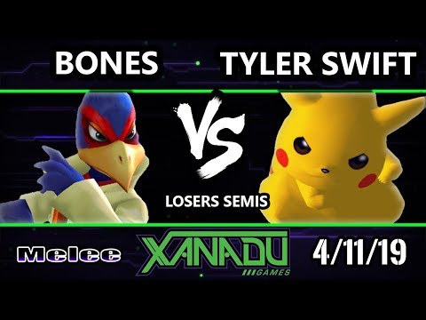 S@X 297 SSBM - Tyler Swift (Pikachu)  Vs. Bones (Falco) - Smash Melee Losers Semis