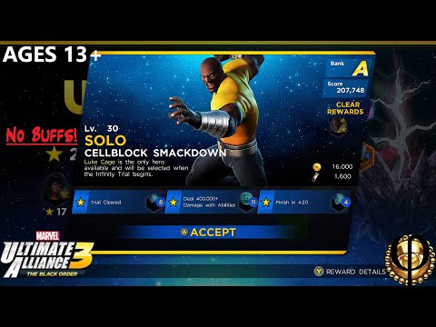 Lv. 30 Solo Cellblock Smackdown (No Buffs) - Ultimate Alliance 3