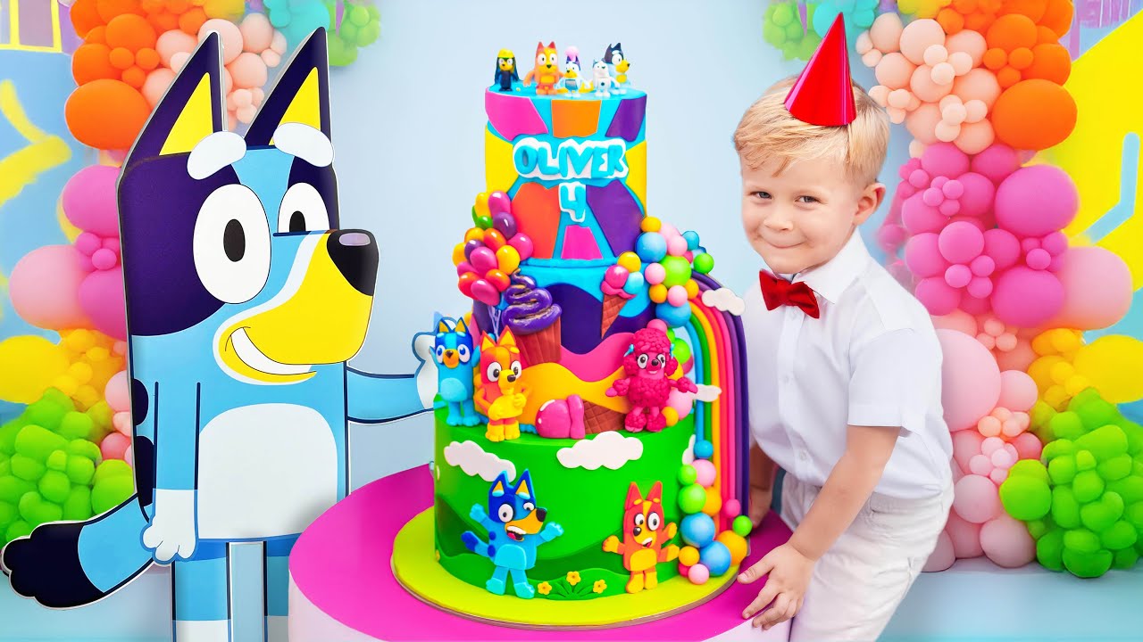 ¡El cuarto cumpleaños de Oliver con temática de BLUEY!