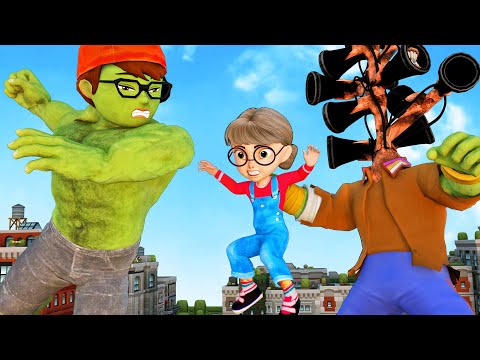 Nick Hulk Rescues Tani and Miss T vs Siren Head - Scary Teacher 3D Funny Animation
