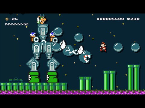 Super Mario Maker 2 - Kiavik's New Boss Mecha Warzilla by YT • GaBriss - No Commentary