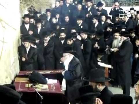 Skver Rebbe Shlita at the Kosel in Jerusalem