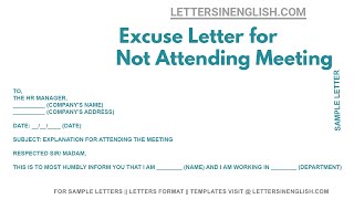 Excuse Letter for Not Attending Meeting - Sample Letter of Excuse for Absence in the Meeting