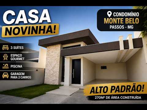 CASA DE ALTO PADRÃO À VENDA EM PASSOS MG  Condomínio Monte Belo