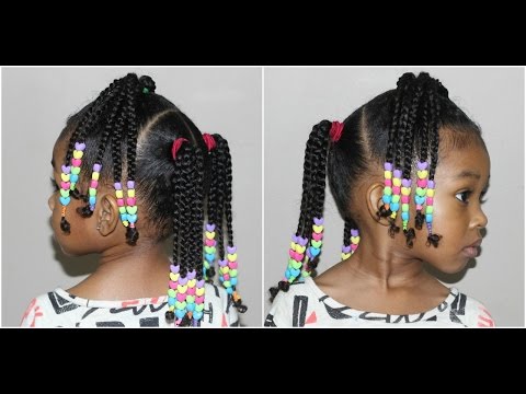 Kids Braided Hairstyle with Beads | Cute Hairstyles...