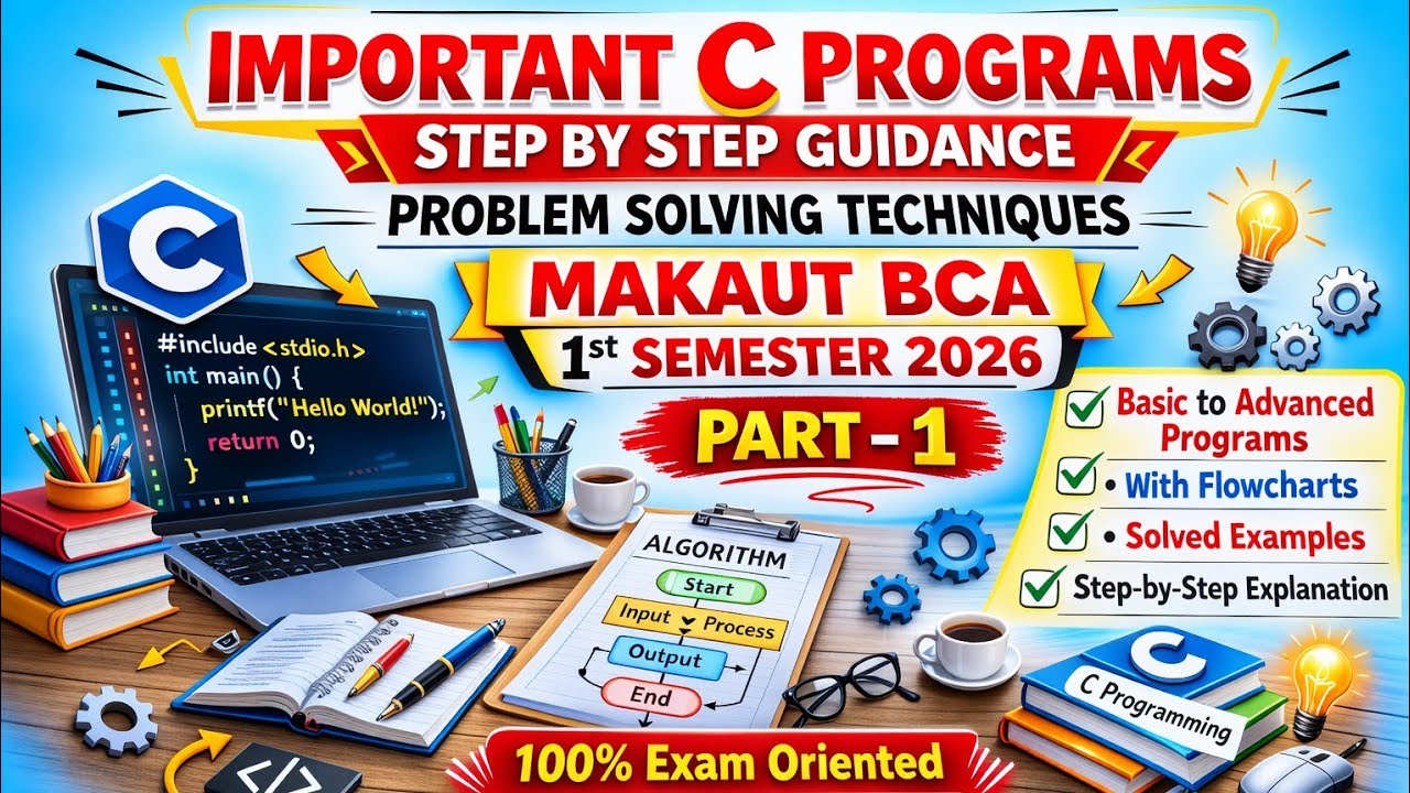 Important C Programs  Step by Step Guidance | Problem Solving Techniques | MAKAUT BCA 1st | Part 1