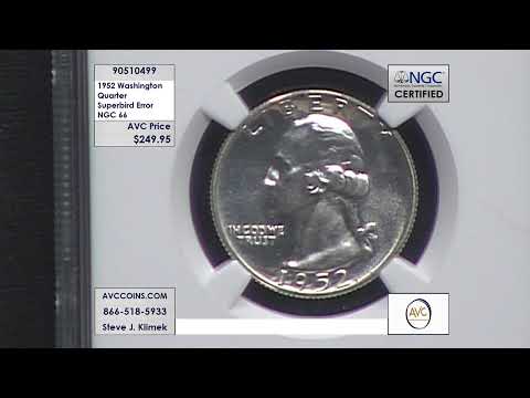 1952 Washington Quarter Superbird Error Graded in NGC 66