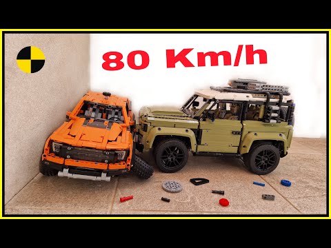 Land Rover Defender VS Ford Raptor 💥 80KM/H - 50MPH 💥 Lego Technic CRASH test
