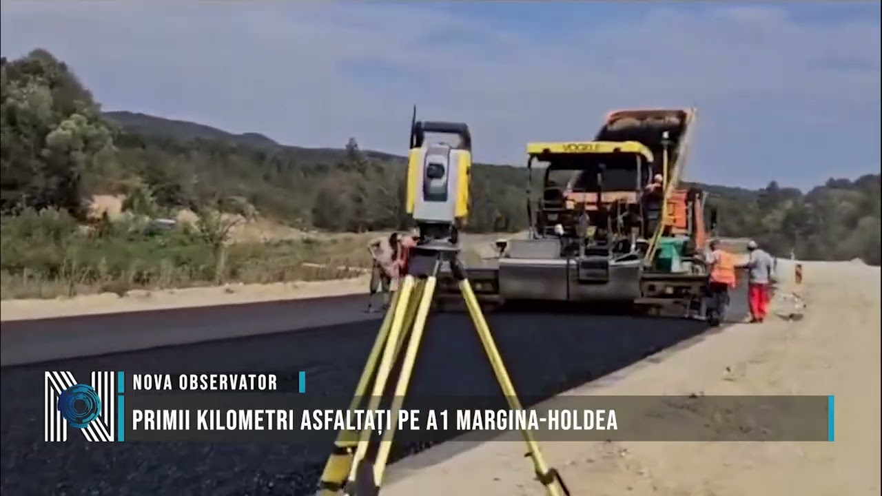 Primii kilometri asfaltați pe A1 Margina-Holdea
