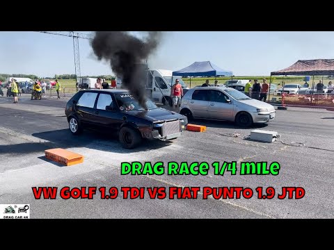 VW GOLF 1.9 TDI vs FIAT PUNTO 1.9 JTD drag race 1/4 mile 🚦🚗 - 4K UHD