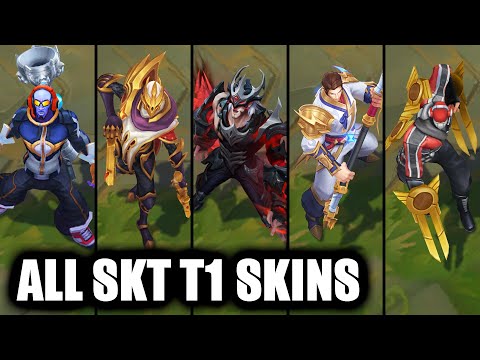 All New and Old SKT T1 Skins Spotlight Worlds Champions (League of Legends)