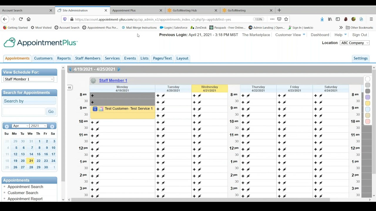 Customer View Overview Appointment Plus Software