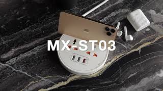 Удлинитель MOXOM 3USB 2 OUTLET QC 3.0 output mobile phone holder (MX-ST03) черный