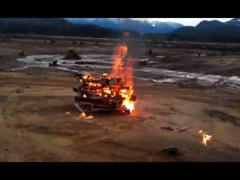 Pyro Starting a camp fire New Years Day 2013 Stave Lake