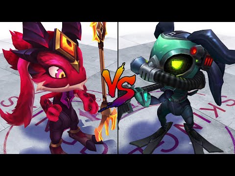 Little Devil Fizz vs Omega Squad Fizz Skin Comparison Spotlight (League of Legends)