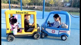 Riding School Bus and Ambulance Ride On Cars at th