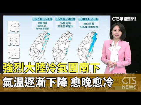 強烈大陸冷氣團南下　氣溫逐漸下降　愈晚愈冷
