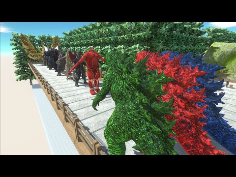 GODZILLA RED AND GODZILLA BLUE VS GODZILLA GREEN DEATH RUN - Animal Revolt Battle Simulator