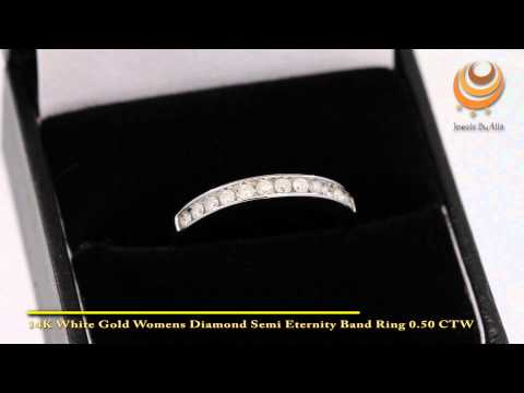 14K White Gold Womens Diamond Semi Eternity Band Ring 0.50 CTW